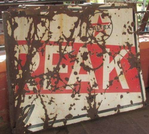 ORIGINAL Vintage Caltex ENAMEL Sign (Incomplete)