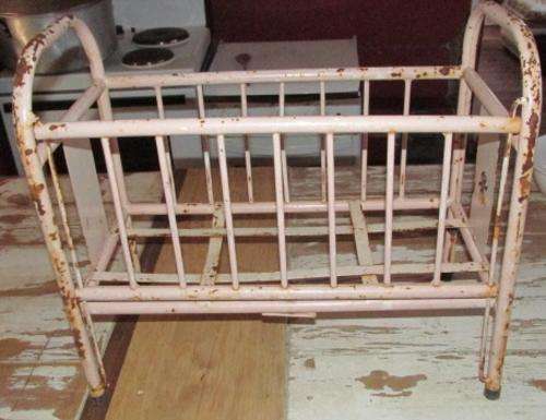Vintage Pink Dolls Toy Cot