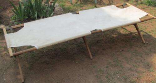 Vintage Foldable Wood & Canvas Camp Stretcher/Cot