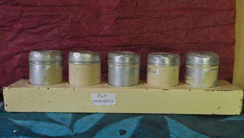 Vintage Painted Aluminium Spice Container Set & Stand