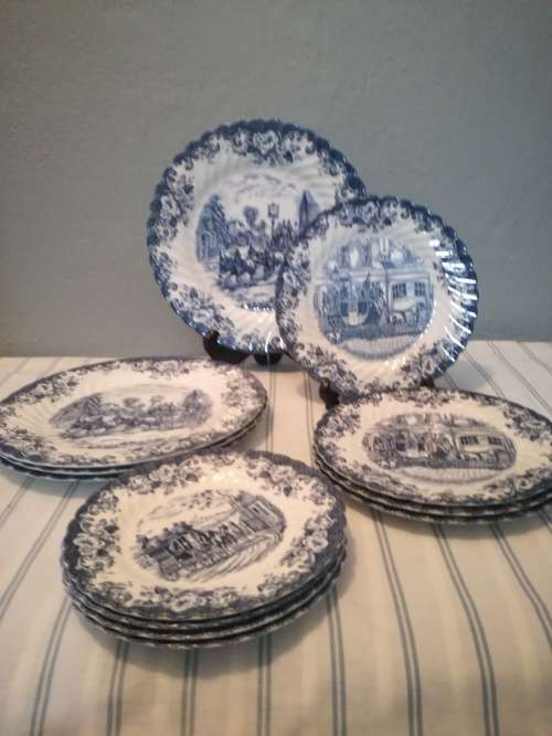 12 piece Johnson bros coaching scene dinner service