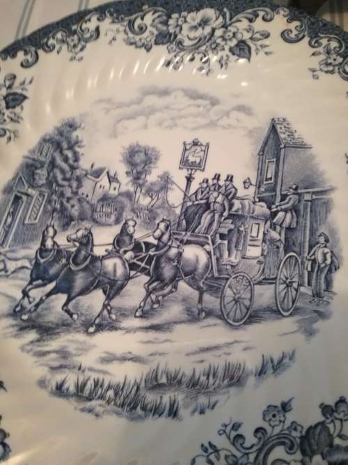 12 piece Johnson bros coaching scene dinner service