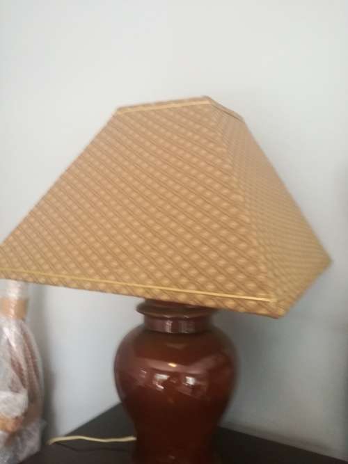 Vintage 1970s porcelain lamp with shade