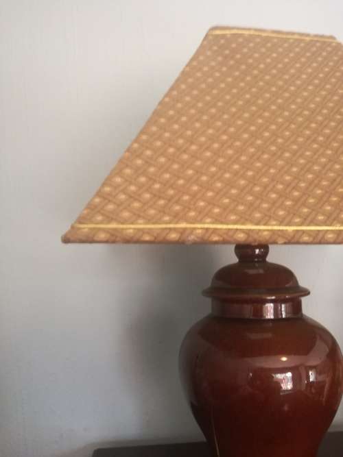 Vintage 1970s porcelain lamp with shade