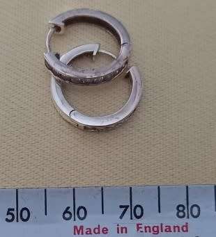 PAIR OF ROUND WHITE HOOP CZ EARINGS SET IN STERLING SILVER
