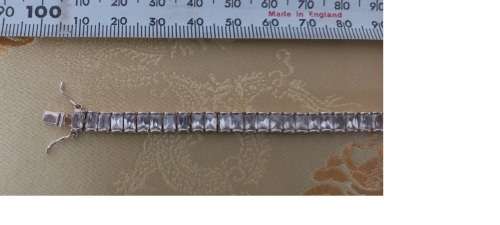 STUNNING TENNIS BRACELET SET WITH RECTANGULAR CUT WHITE CZ IN STERLING SILVER