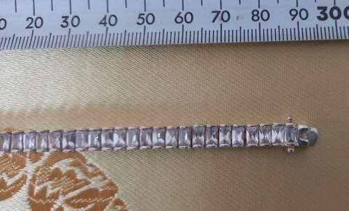 STUNNING TENNIS BRACELET SET WITH RECTANGULAR CUT WHITE CZ IN STERLING SILVER