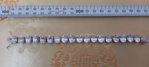 STATEMENT PIECE TENNIS BRACELET SET WITH LARGE OVAL CUT WHITE CZ IN STERLING SILVER