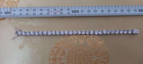 STUNNING TENNIS BRACELET SET WITH LARGE ROUND CUT WHITE CZ IN STERLING SILVER