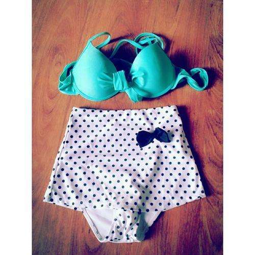 high waisted polka dot bikini