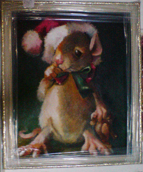 Christmas Orphan FRAMED Height 33cm Width 29cm oils on canvas board