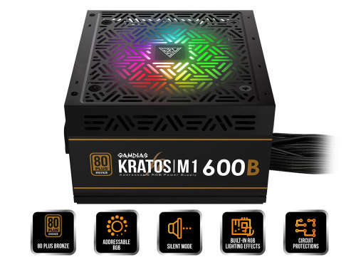 (Brand New Sealed) Gamdias KRATOS M1-600B RGB 600W Power Supply
