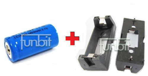 CR123A 3.7V 1400mAh Li-ion Battery + CR123 Battery Holder with PCB Mounting Pins