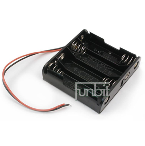 Plastic battery holder with wire leads for 4 X AA cells