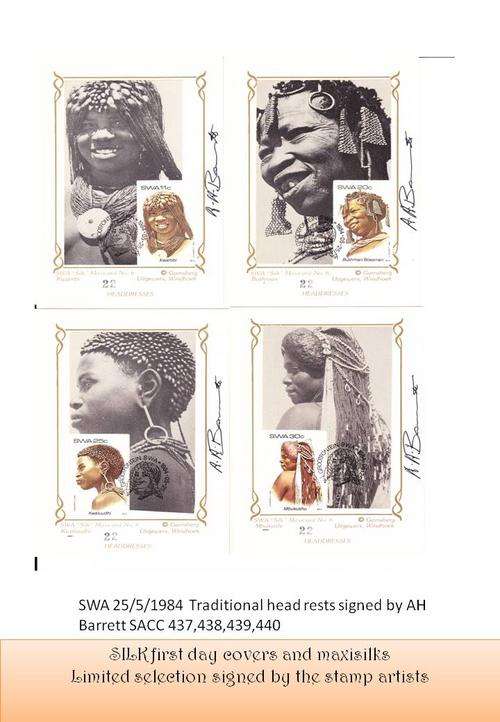 Maxi silk card SWA Traditional headrests signed by AH Barrett