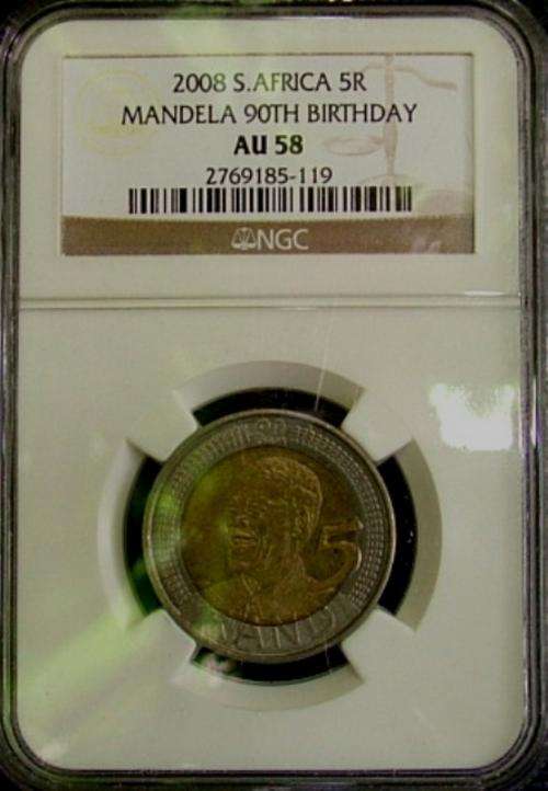 5 X AU 58 NGC 2008 MANDELA COINS