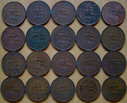 20 X 1D UNION COINS