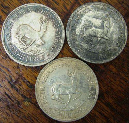 SET OF 3 1947/48/49 5 SHILLINGS
