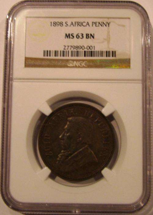1898 ZAR PENNY MS 63 BN NGC
