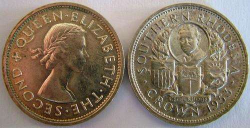 2XSOUTHERN RHODESIA 1953 SILVER CROWNS ,,, VERY NICE  @R1 START
