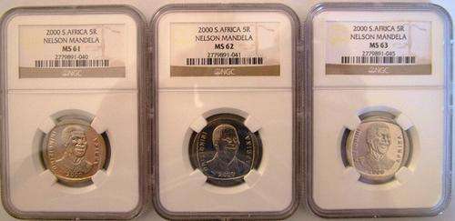 THE RARE 2000 MANDELA MS NGC COIN SET