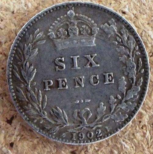 SILVER SIX PENCE 1902 GB  SILVER