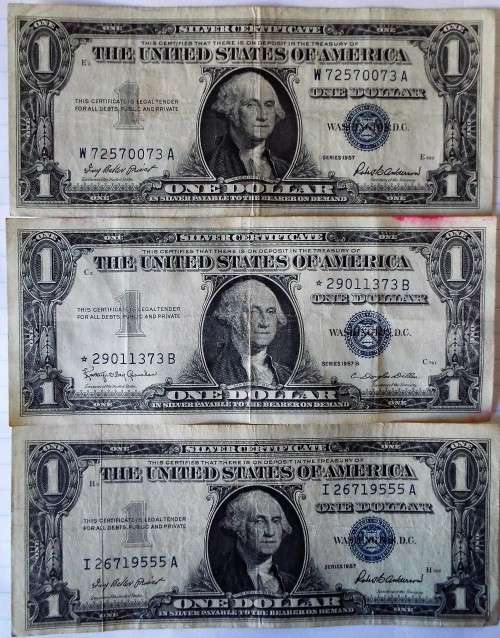 WOW 3 X USA SILVER CERTIFICATES  Notes 1957   SERIES mix lot