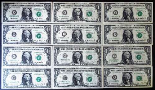 12 USA dollars   ALL  12 state reserve NOTES   !!!!!! CHECK THIS ONE!!!! ,,,