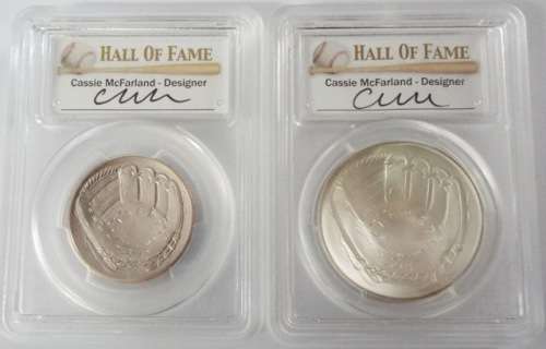CASSIE McFARLAND SIGNED "FIRST STRIKE" MS70 SILVER CURVED 2014 BAS 50C COIN