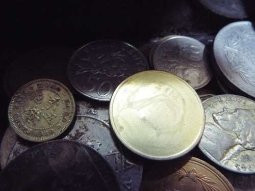 WOW huge hoard of COINS AND  NOTES some silver in vintage money box  at R1 start