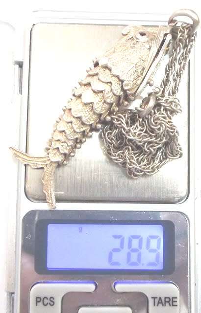 NICE Vintage fish and chain 925 silver