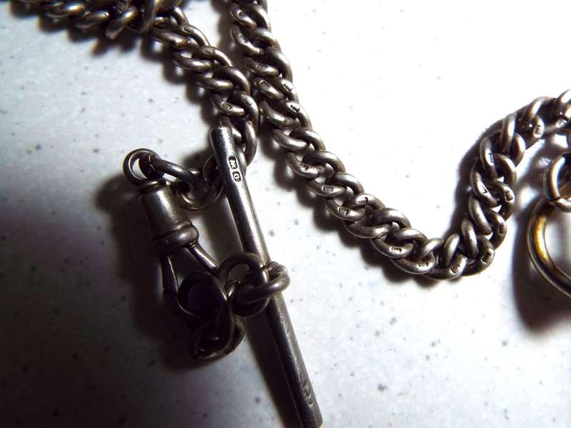 rare antique solid silver forbs chain with sniff box