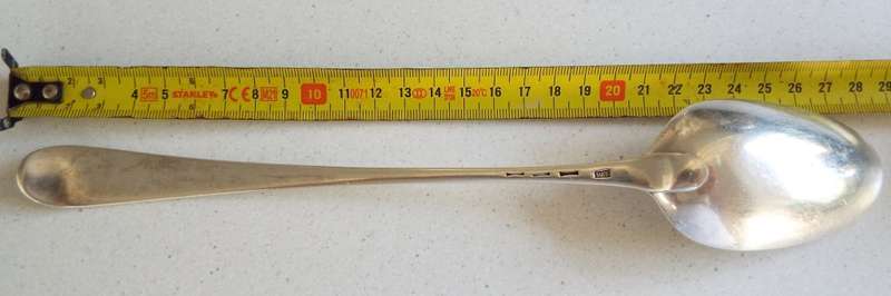 Antique silver moerse spoon  with hallmarks of W.T  89 grams of silver
