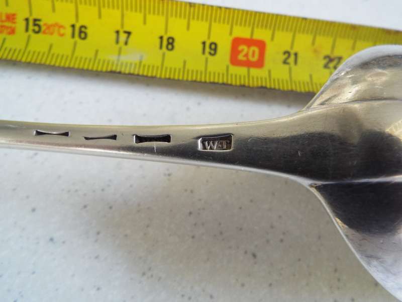 Antique silver moerse spoon  with hallmarks of W.T  89 grams of silver