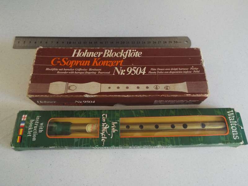 WOW,,,,Vintage Irish tin whistle and Hohner Blackfloot