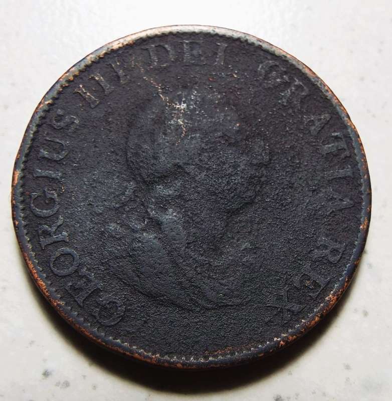 Rare Antique English King George lll OLD COLONIAL COINS Half penny 1799 Coin . Bust/ Britannia Royal