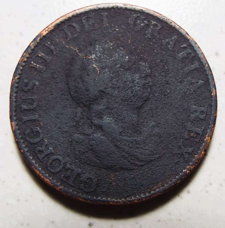 Rare Antique English King George lll OLD COLONIAL COINS Half penny 1799 Coin . Bust/ Britannia Royal