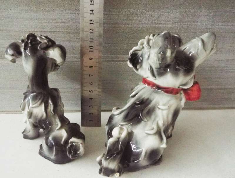 Vintage Italian Spaghetti Dogs Black and White Terrier Figurines