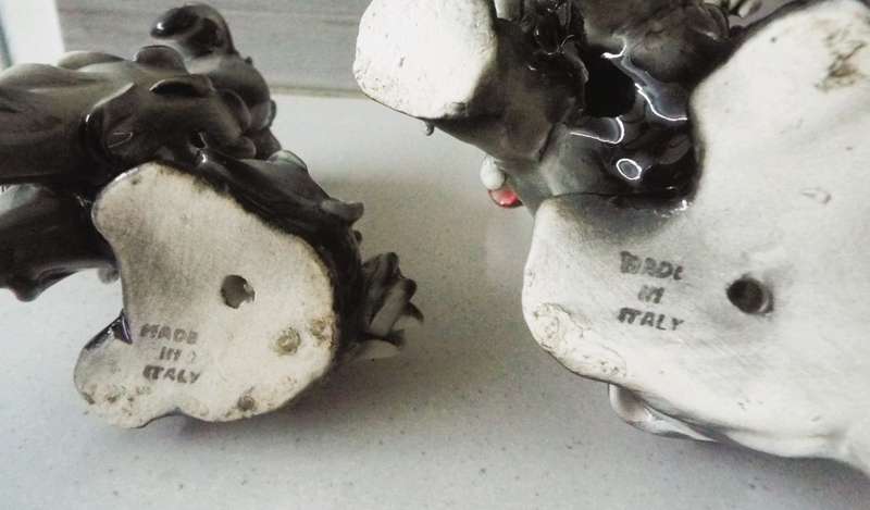 Vintage Italian Spaghetti Dogs Black and White Terrier Figurines