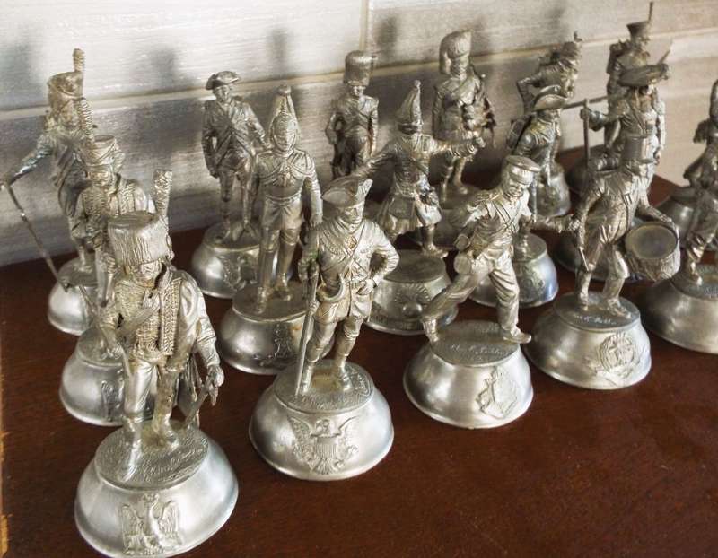 vintage, highly collectable collection of 18 Charles C. Stadden Pewter Military Figurines