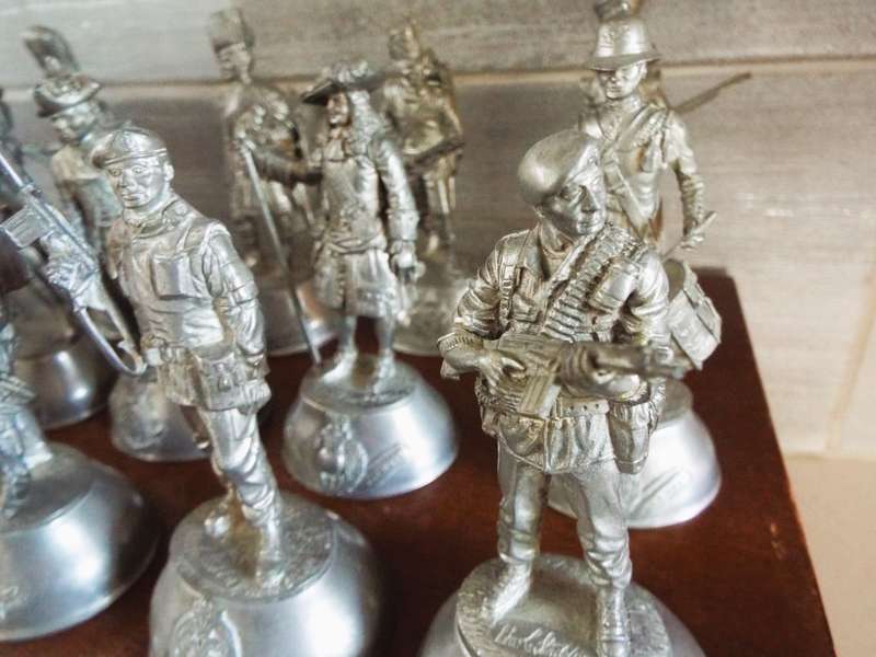 vintage, highly collectable collection of 18 Charles C. Stadden Pewter Military Figurines