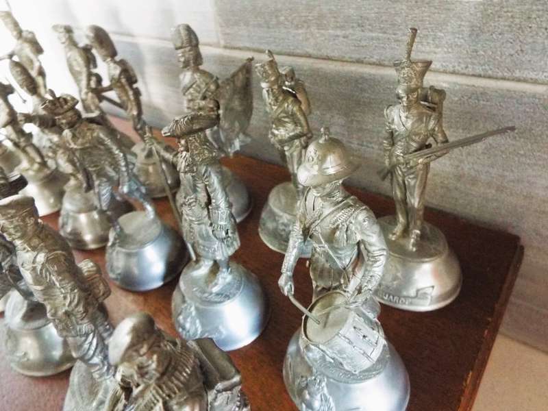 vintage, highly collectable collection of 18 Charles C. Stadden Pewter Military Figurines