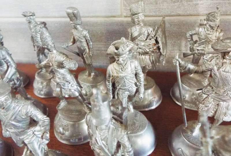 vintage, highly collectable collection of 18 Charles C. Stadden Pewter Military Figurines