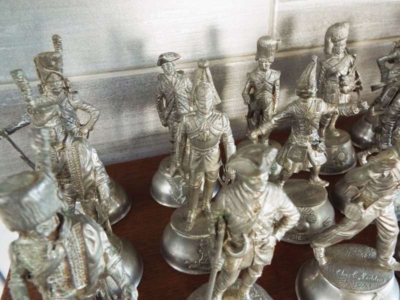 vintage, highly collectable collection of 18 Charles C. Stadden Pewter Military Figurines