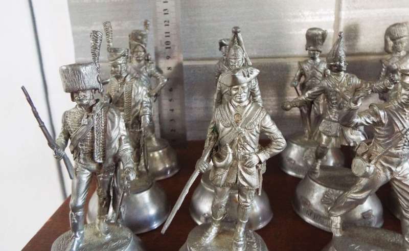 vintage, highly collectable collection of 18 Charles C. Stadden Pewter Military Figurines