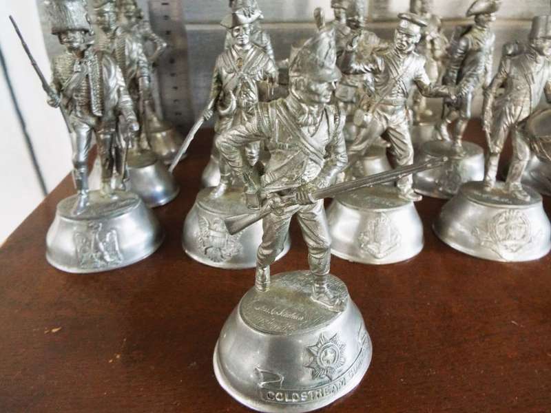 vintage, highly collectable collection of 18 Charles C. Stadden Pewter Military Figurines
