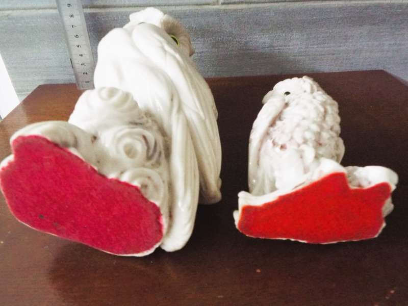 Vintage 2 Gemstone Owl Statue Display Home Decoration Collectible