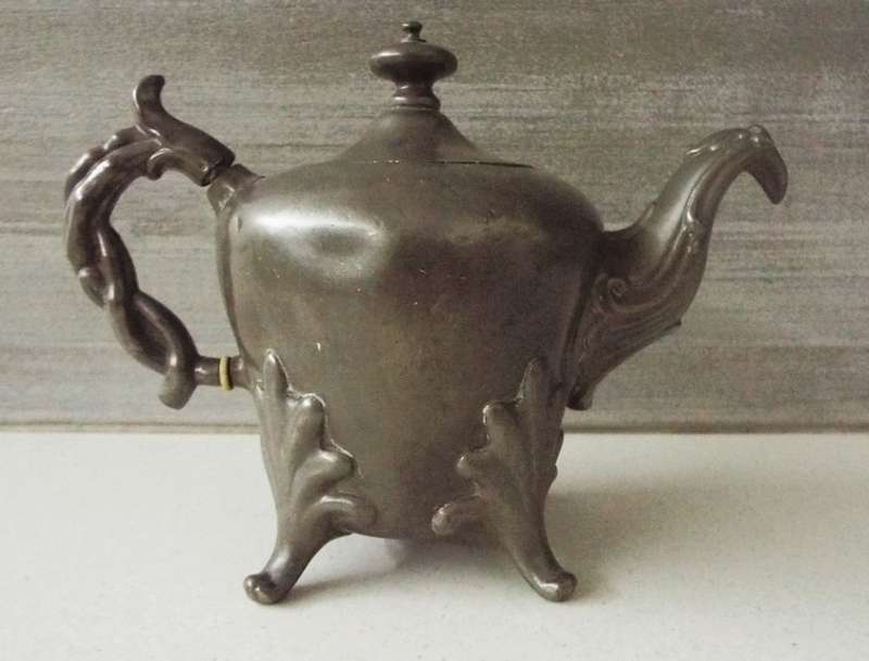 ANTIQUE VICTORIAN PEWTER TEAPOT ,, BROADHEAD & ATKIN 1834-1840