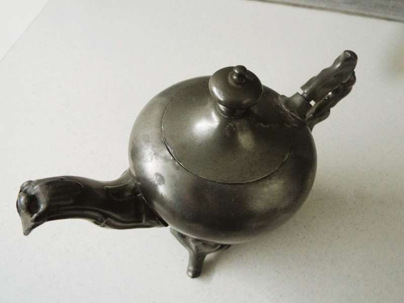 ANTIQUE VICTORIAN PEWTER TEAPOT ,, BROADHEAD & ATKIN 1834-1840