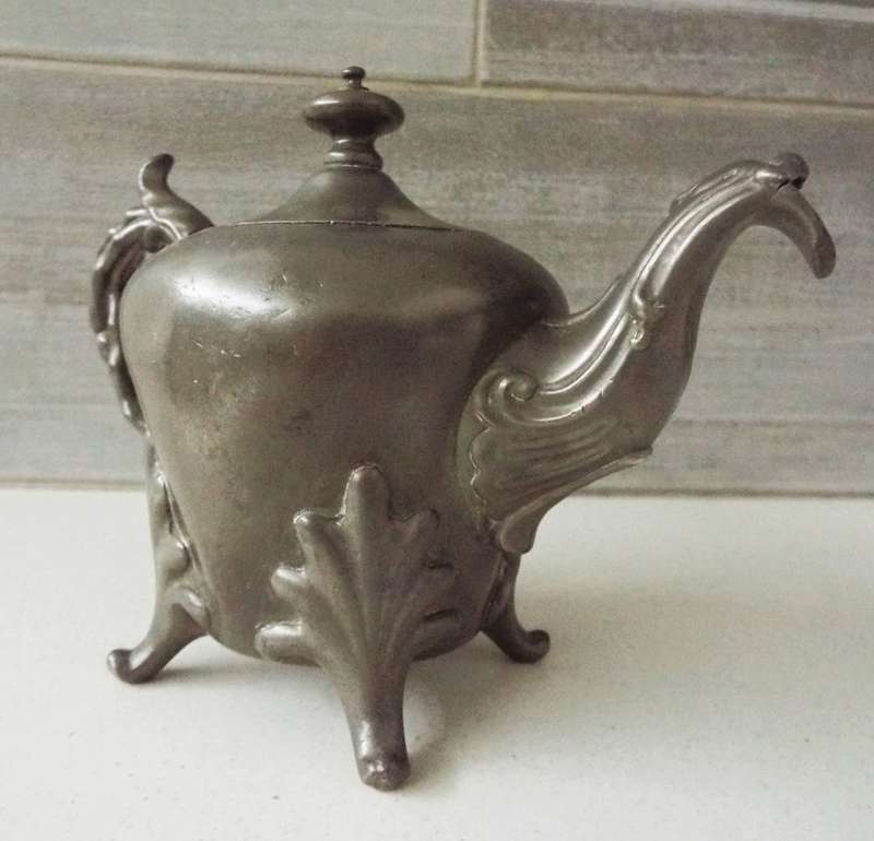 ANTIQUE VICTORIAN PEWTER TEAPOT ,, BROADHEAD & ATKIN 1834-1840
